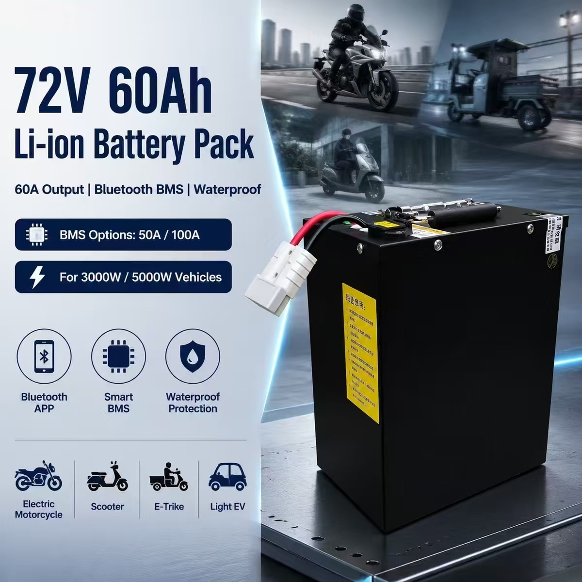 72V 60Ah 60A li-ion lityum pol - 72V 60Ah Lifepo4 Battery Pack incelemesi ve fiyatı